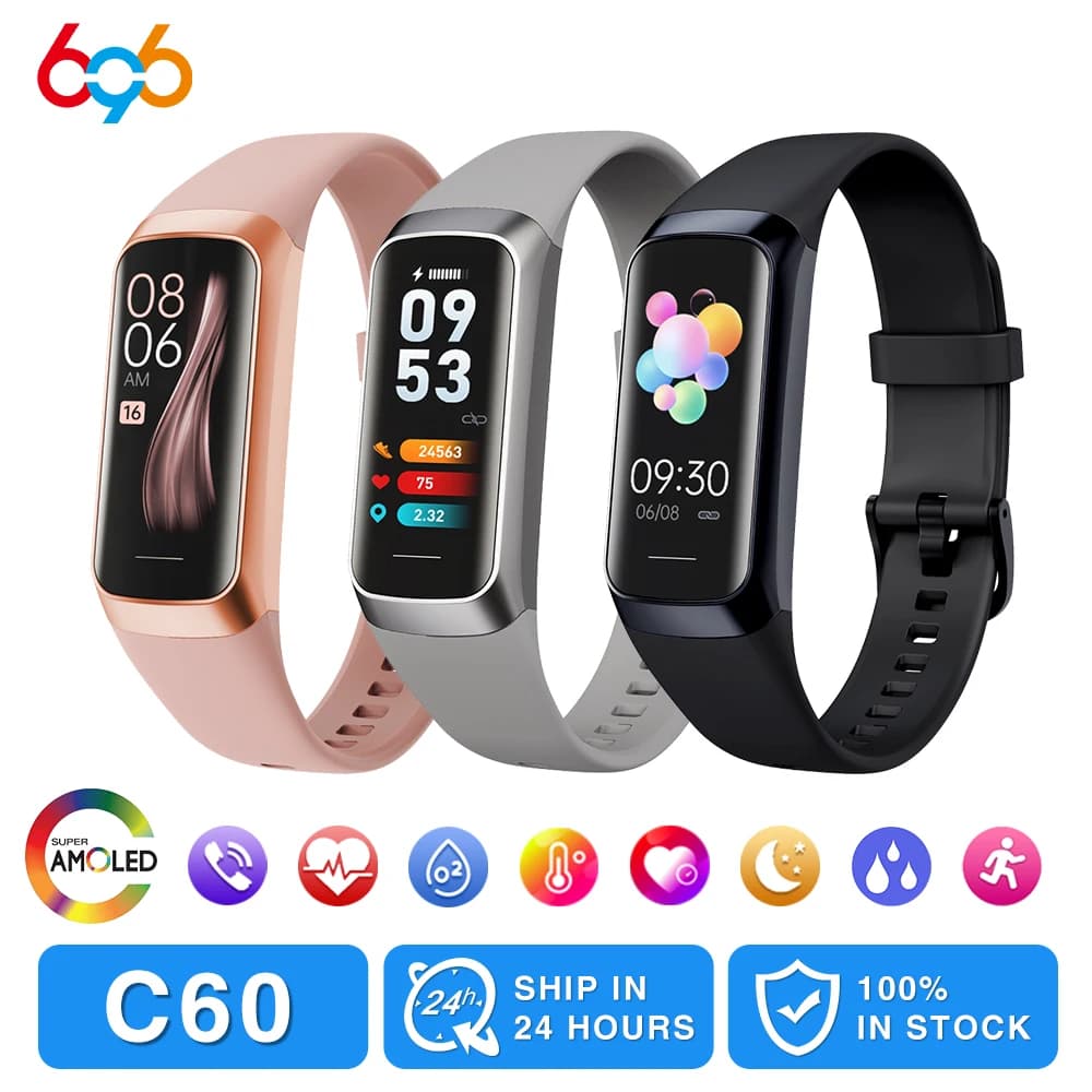 Orologio da uomo con schermo AMOLED, orologi intelligenti, chiamata con dente blu, misurazione della temperatura, frequenza cardiaca, sonno, sport, salute, braccialetto da donna