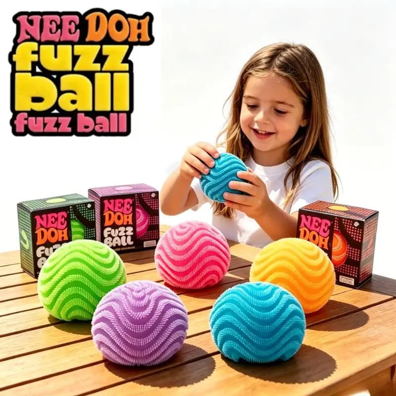 Nee Doh Fuzz Ball Wonder Waves Sensory Squeeze Toy Textured Stress Relief Fidget Ball for Adults Kids