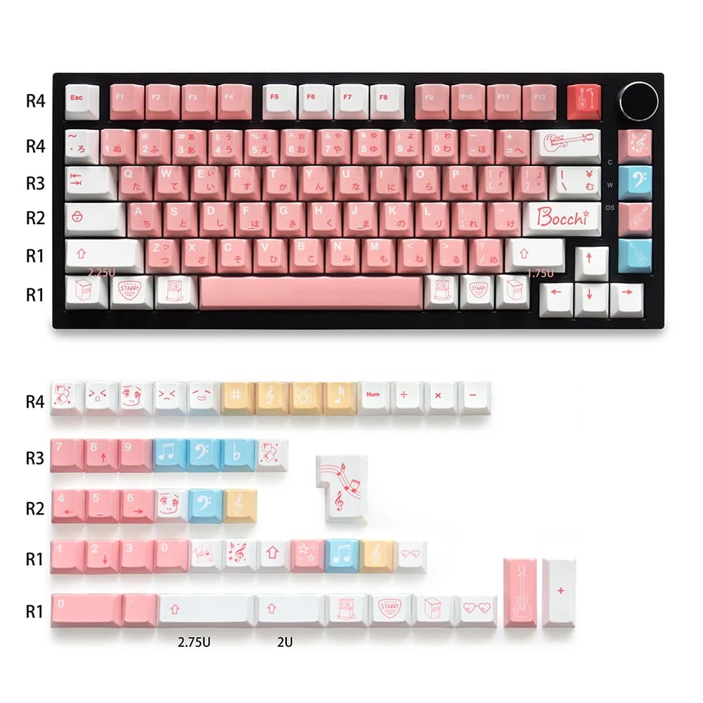 GMK Bocchi Cherry Profile Copritasti Materiale PBT 130 Tasti Cinque Lati Dye-Sub Keycap per 61/87/104/108 Mx Switch Tastiera Meccanica