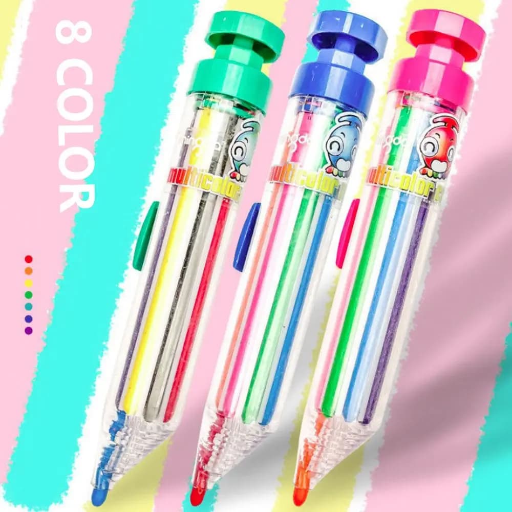 Colorato 8in1 Regalo per bambini Graffiti Strumento Penne per pittura Pastelli multicolori Pastello a olio Matita colorata Evidenziatore Pennarello