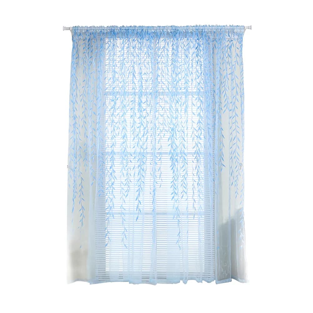 Pannelli di Tulle Trasparenti con Stampa Foglie di Salice, Materiale Premium, Filtrazione Luminosa e Privacy per Arredamento Casa