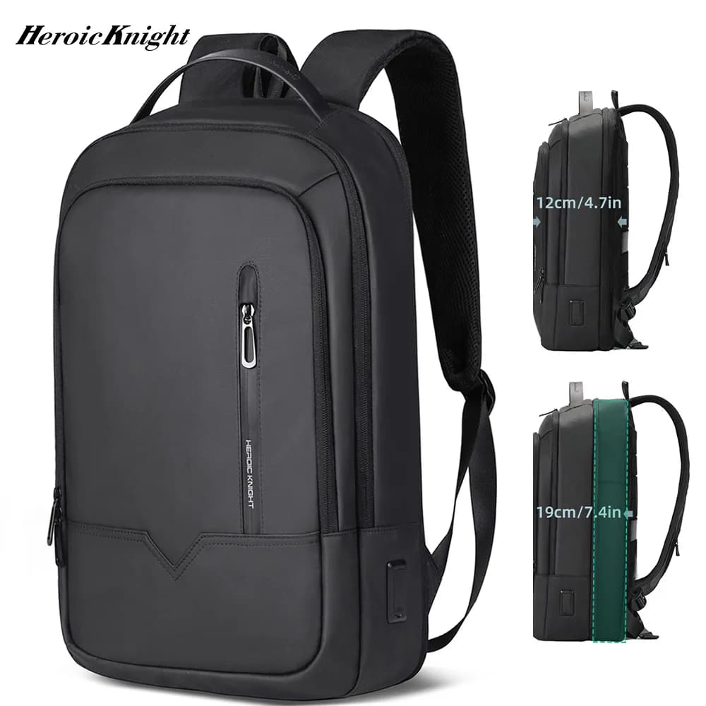 Zaino per laptop da uomo sottile Heroic Knight Borsa da scuola impermeabile con ricarica USB per ragazzi e adolescenti Zaino di lusso da uomo sul lavoro