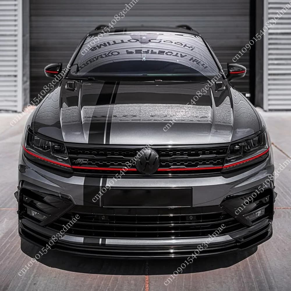 Maxton Style Front Bumper Splitter For Volkswagen Tiguan MK2 R-Line 2015-2019 ABS Gloss Black Front Lip Spoiler Diffuser Bodykit