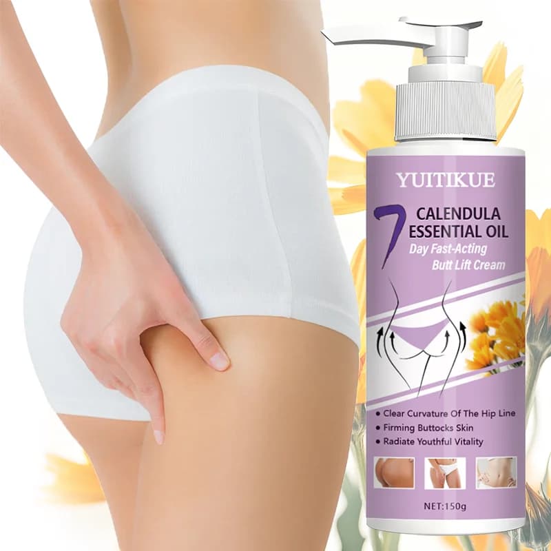 YUITIKUE Crema per il sollevamento del sedere da 7 giorni 150 g - Rassodante ad azione rapida, con 7 oli di calendula, per modellare il sedere, l'addome e le cosce