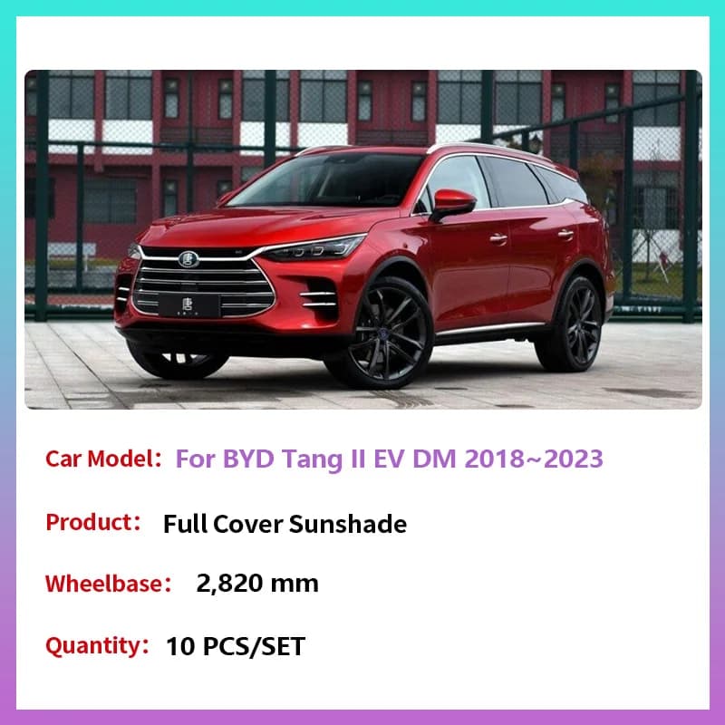 Tenda parasole a copertura totale per BYD Tang II DM Tan EV 2018 ~ 2023 Protezione solare Parabrezza Tenda Finestre posteriori Visiera Tappetini Accessori