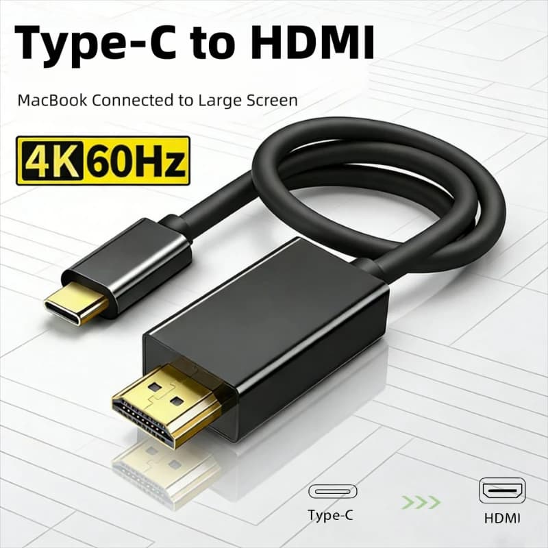 Cavo adattatore USB C a HDMI compatibile, da Tipo C a HD 4K 60Hz, cavo USB C per estensione schermo, adattatore ad alta definizione per laptop e proiettore