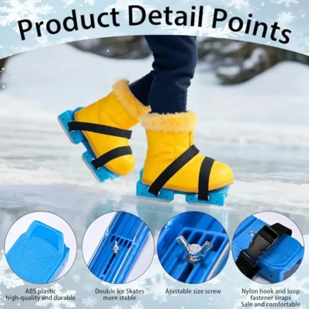 Outdoor Adjustable Toddler Ice Skates Quick Release Plastic Beginner Training Shoes Fastener Straps Ice Skates For Beginners