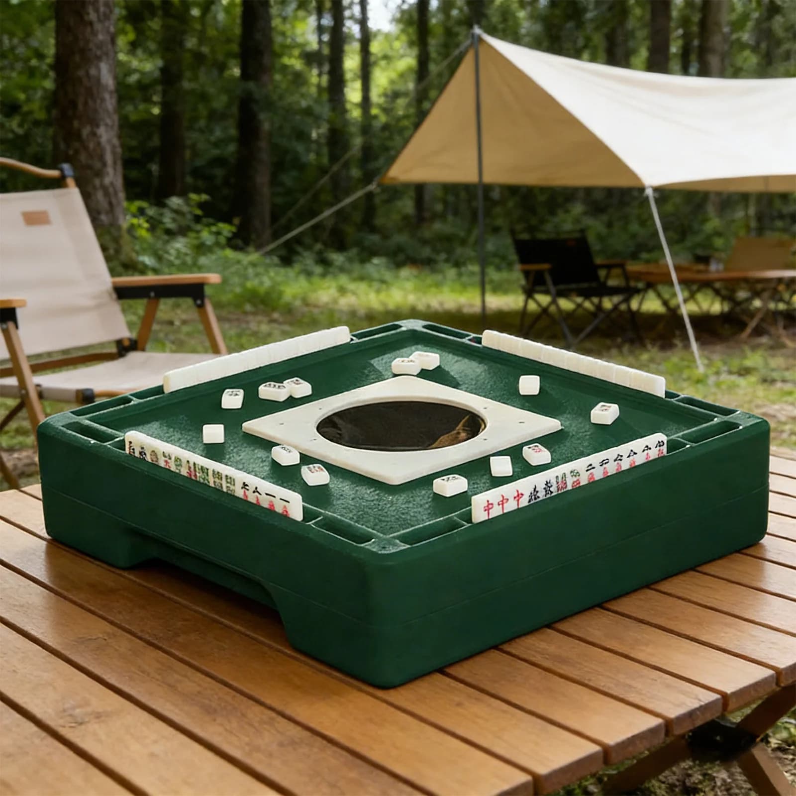 Portable Automatic Mahjong Table Hand-held Mini-Mahjong Automatic Foldable Mahjong Table with Tiles for Outdoor & Home Fun