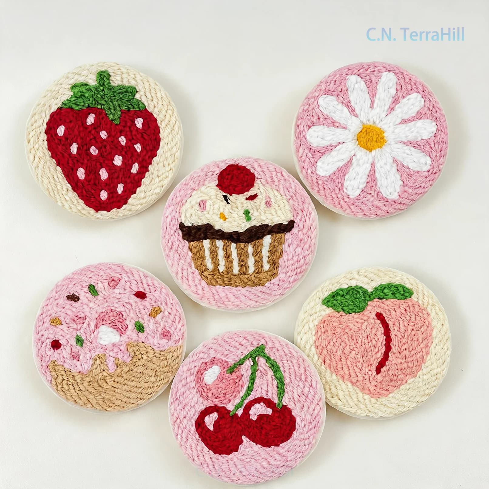 DIY Punch Needle Embroidery Kit for Coasters, Yarn Threading Needle Tool, Handmade Craft Set for Home Decor
