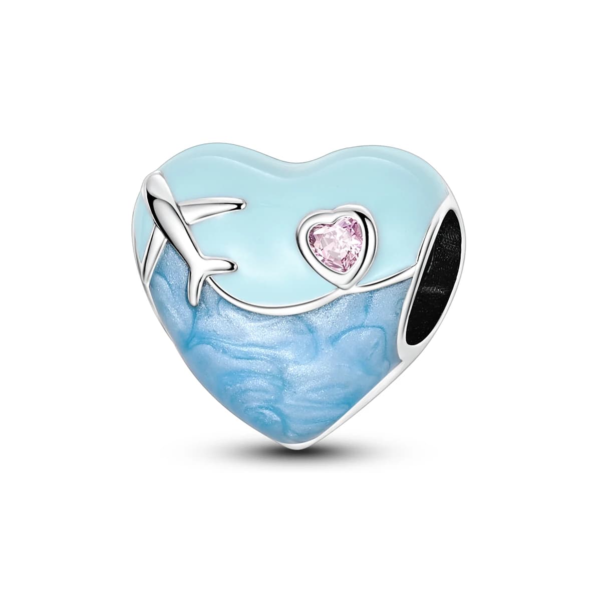 Charm Originale in Argento Sterling 925 a Tema Viaggio Aereo Blu, Perline Pendenti per Bracciali e Collane, Gioielli Fai-da-Te per Donne