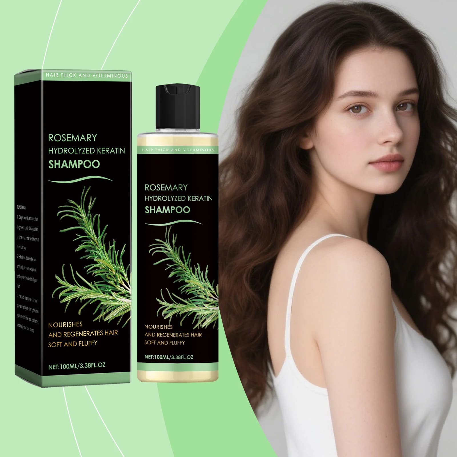 Shampoo al Rosmarino per Pulizia Quotidiana del Cuoio Capelluto, Idratante e Nutriente per Capelli Luminosi e Morbidi