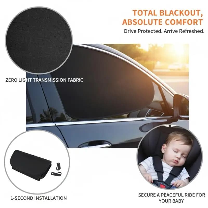 4PCS Universal Car Sunshade Curtain UV Heat Protection Electrostatic Auto Side Window Film Foldable New Electrostatic Sun Visor