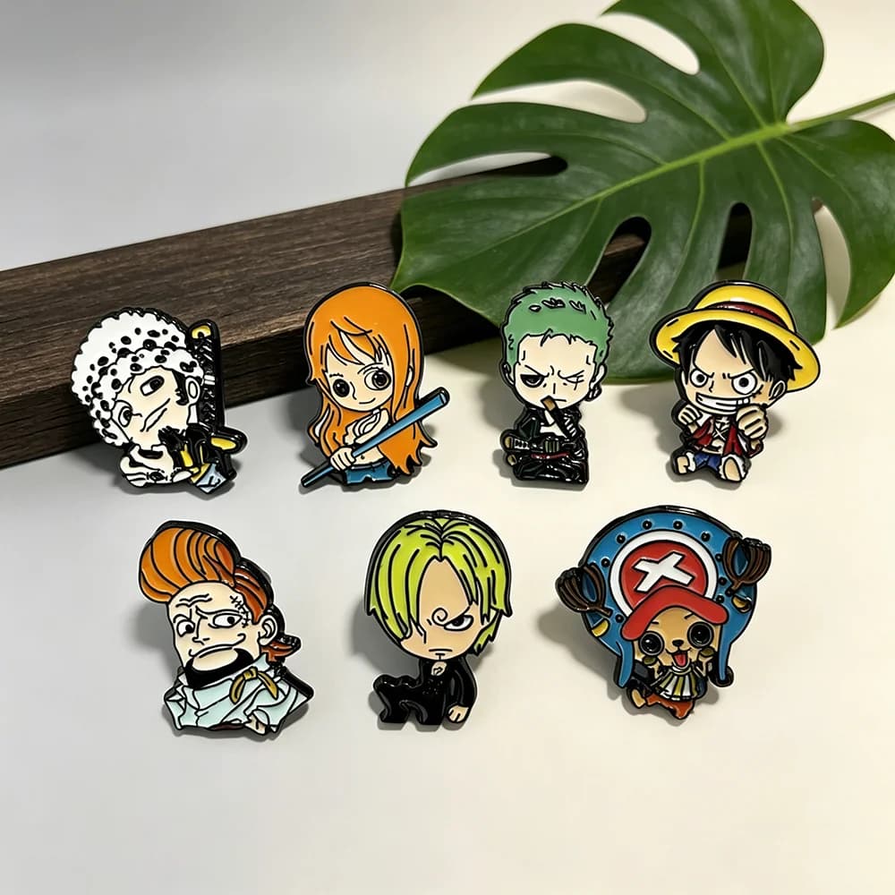 Set di 7 spille smaltate One Piece Anime per zaino, borsa, badge, accessori gioiello unisex