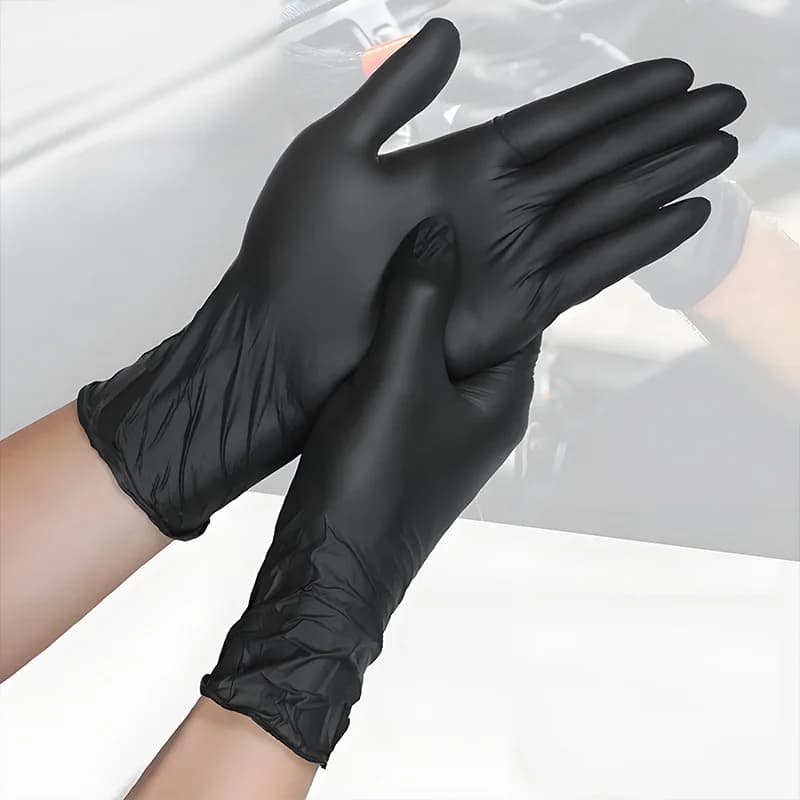 Guanti monouso in nitrile composito nero da 100 pezzi (S/M/L/XL) - Guanti senza lattice, senza polvere, adatti per alimenti, impermeabili e resistenti all'olio