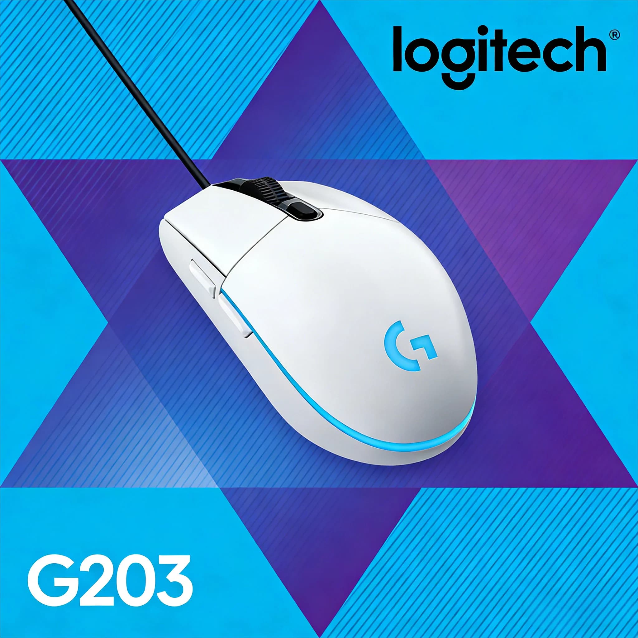 Mouse da gioco cablato Logitech G203, grado Esports, 6 pulsanti programmabili e multicolore per giochi competitivi