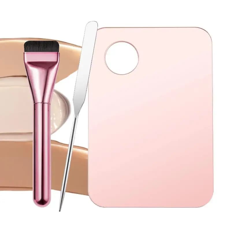 Set di 1 palette per trucco in acrilico con spatola, pennello per fondotinta, strumento per miscelare fondotinta, manicure, ombretto e trucco.