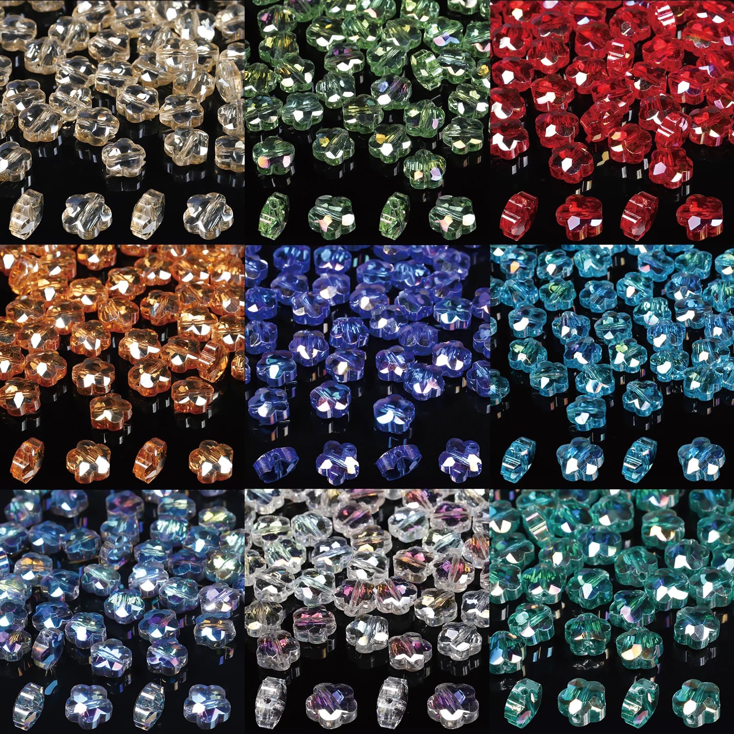 30/60pcs AB Colour Glass Beads Flower Beads Loose Spacer Beads For DIY Jewelry Making Bracelet Necklace Accessories