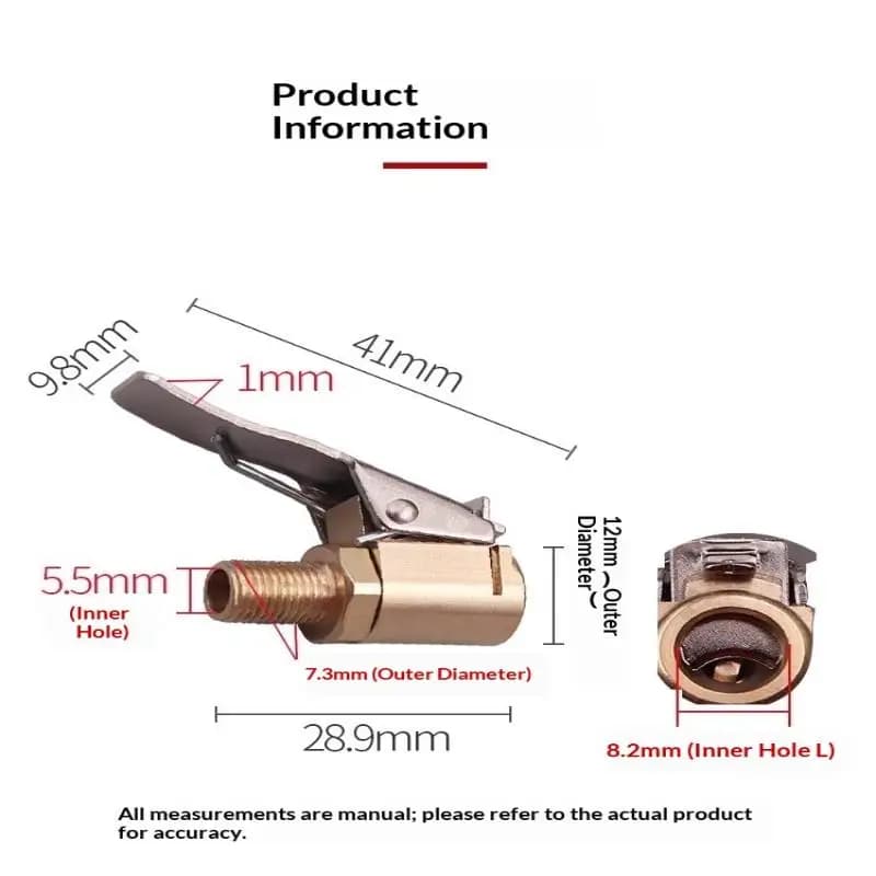 NUOVO Adattatore a clip per ugello di gonfiaggio pneumatici in ottone con bloccaggio - Grado automobilistico per un gonfiaggio efficiente