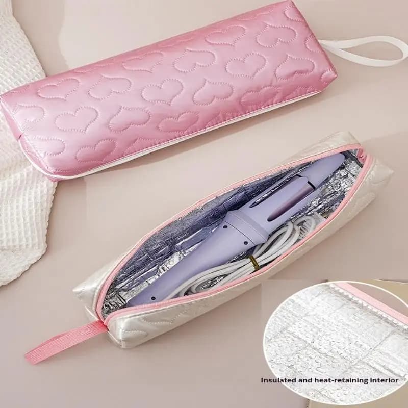Portable travel bag for plate and hair curler, heat resistant, multifunctional, for cosmetics and toiletries