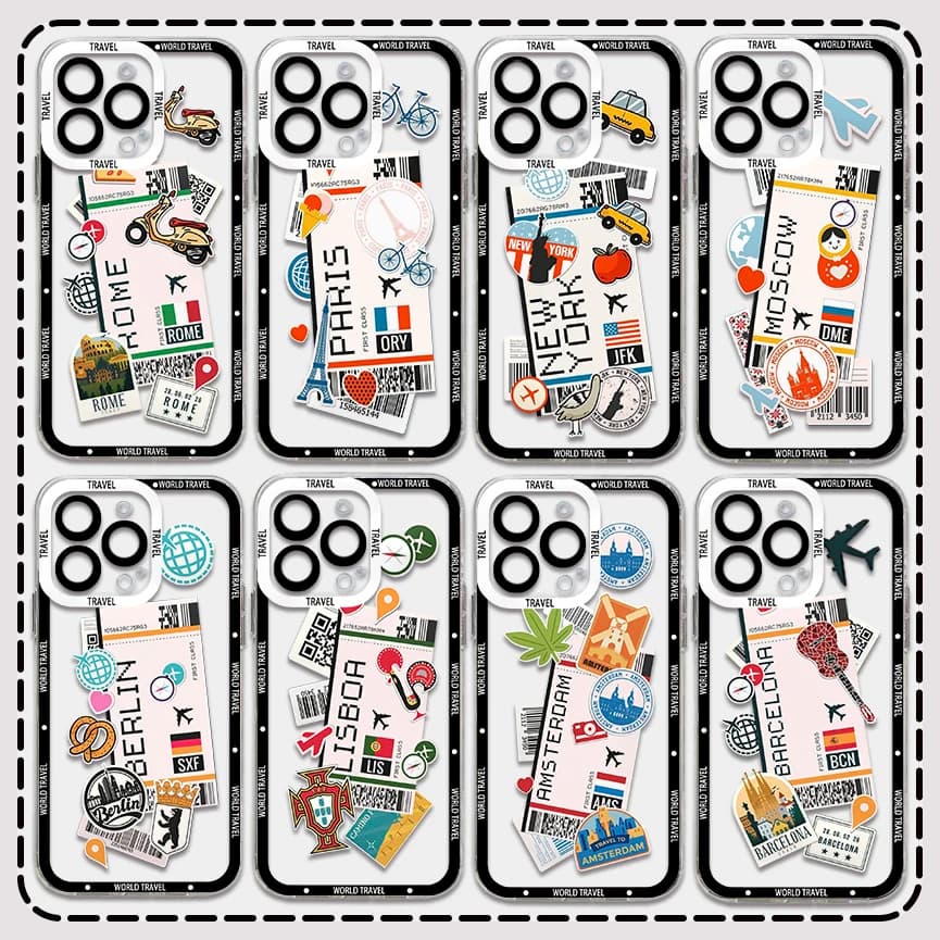 World City Travel Tokyo New York London Phone Case For iPhone 16 15 14 13 12 11 Mini Pro Max X XR XSMax 7 8 Plus SE20 Cover