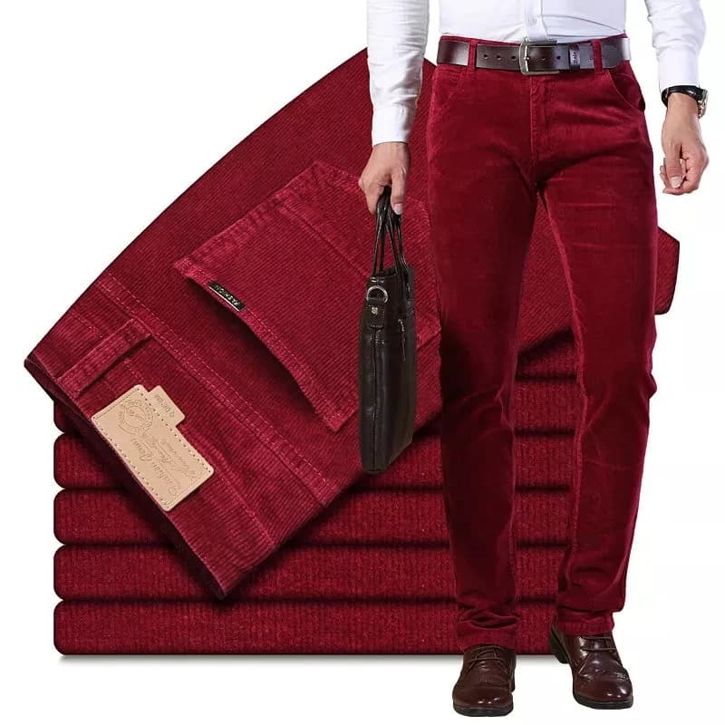Pantaloni di velluto a coste caldi spessi da uomo autunno inverno pantaloni in pile Jeans lunghi da uomo Casual stile Business da uomo