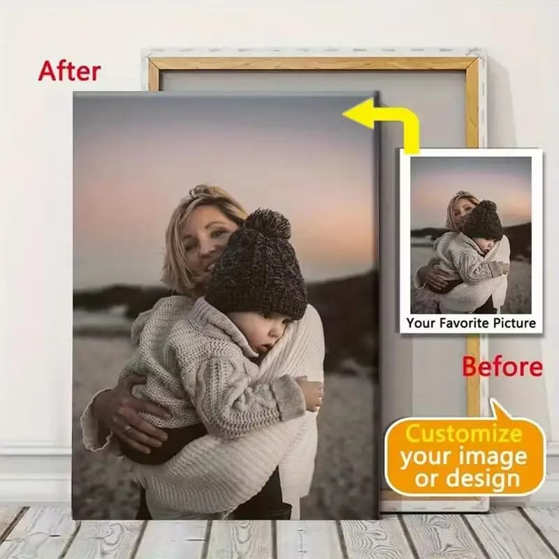 Arte su tela con cornice personalizzata: foto personalizzata Carica le tue immagini, cornice avvolgente adatta per soggiorno, camera da letto, din