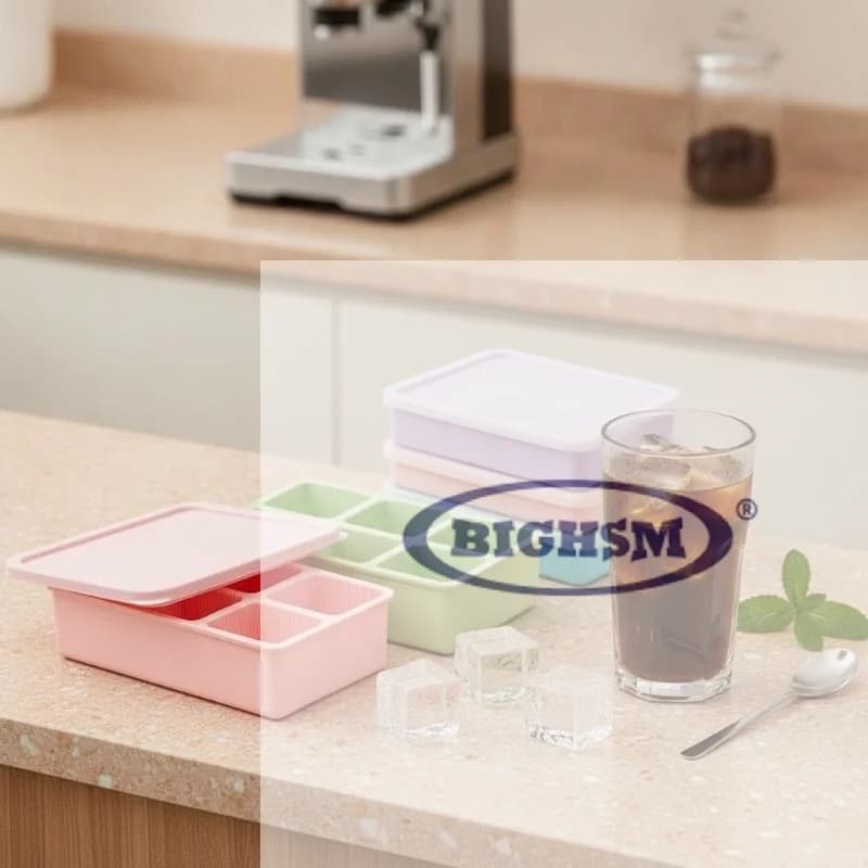 Silicone Striped Ice Cube Mold Large Size Easy Demould Reusable Ice Tray For Home Bar Cocktail Beverage Drinks Making
