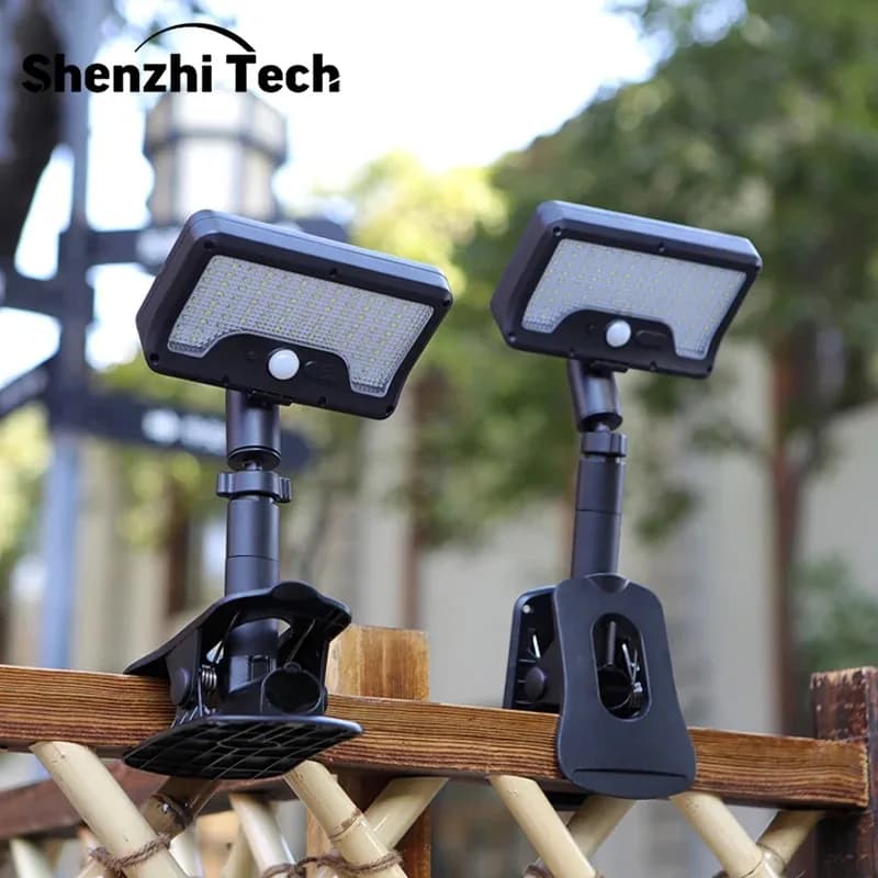 Solar-powered motion-sensor outdoor patio lights—can be placed on a table or clipped onto railings; ideal for villas, fences, ou