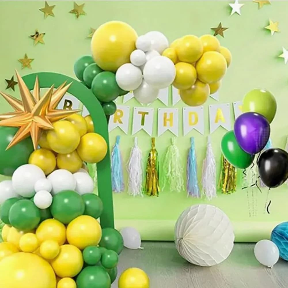 106Pcs Green Yellow White Golf Themed Balloon Garland Arch Kit Baby Shower Birthday Wedding Graduation Anniversary Ball Supplies