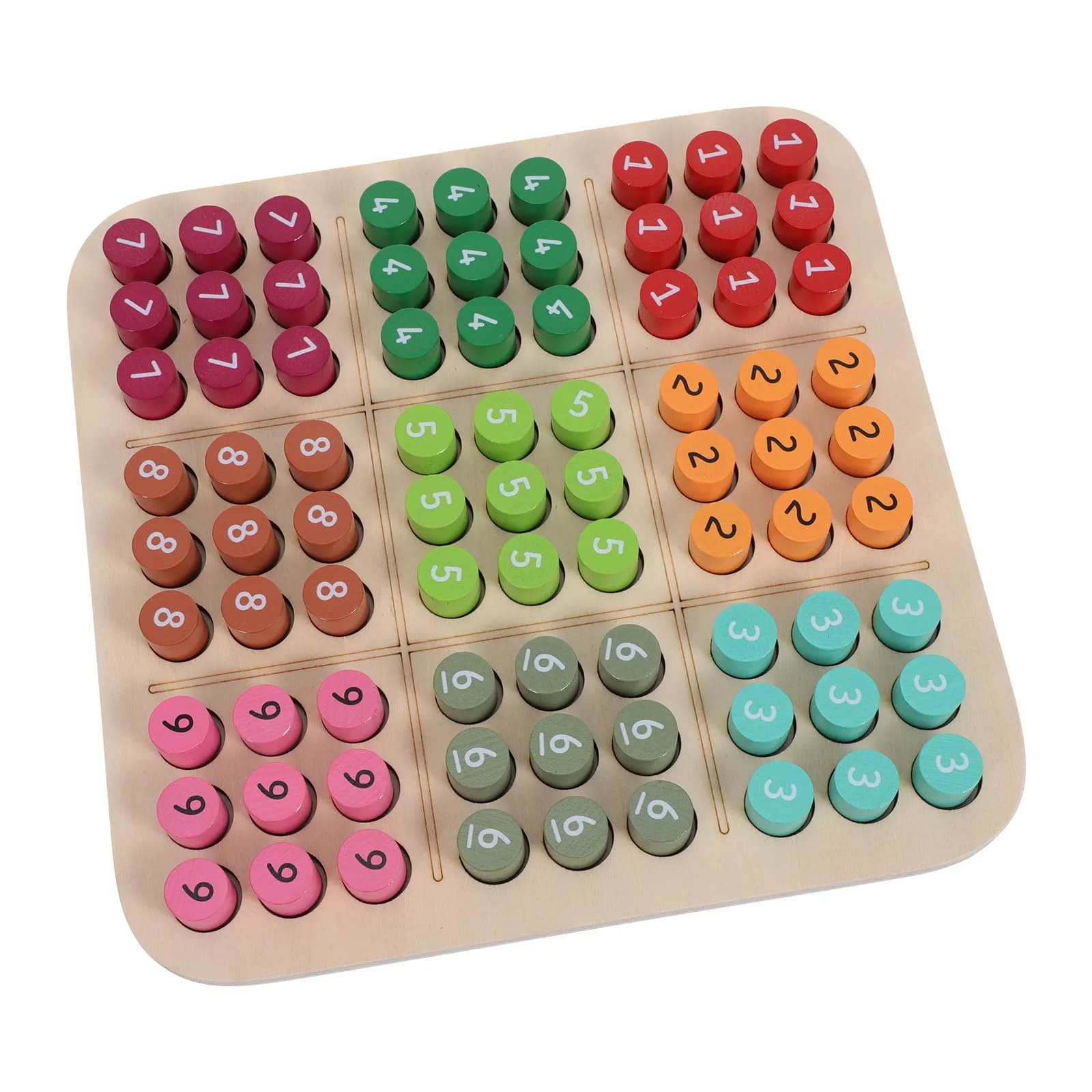 Set Gioco Sudoku in Legno, Tavola con Pioli per Pensiero Logico, Gioco da Tavolo Educativo per Bambini