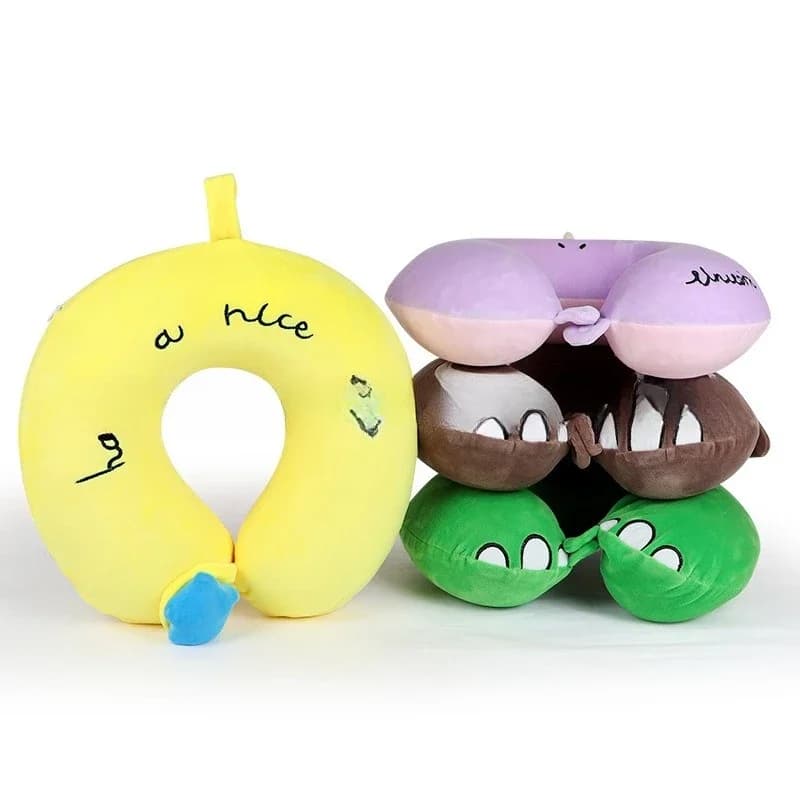 Cuscino a forma di U in cotone memory cartoon, cuscino memory da viaggio per animali ricamato, protezione per il collo