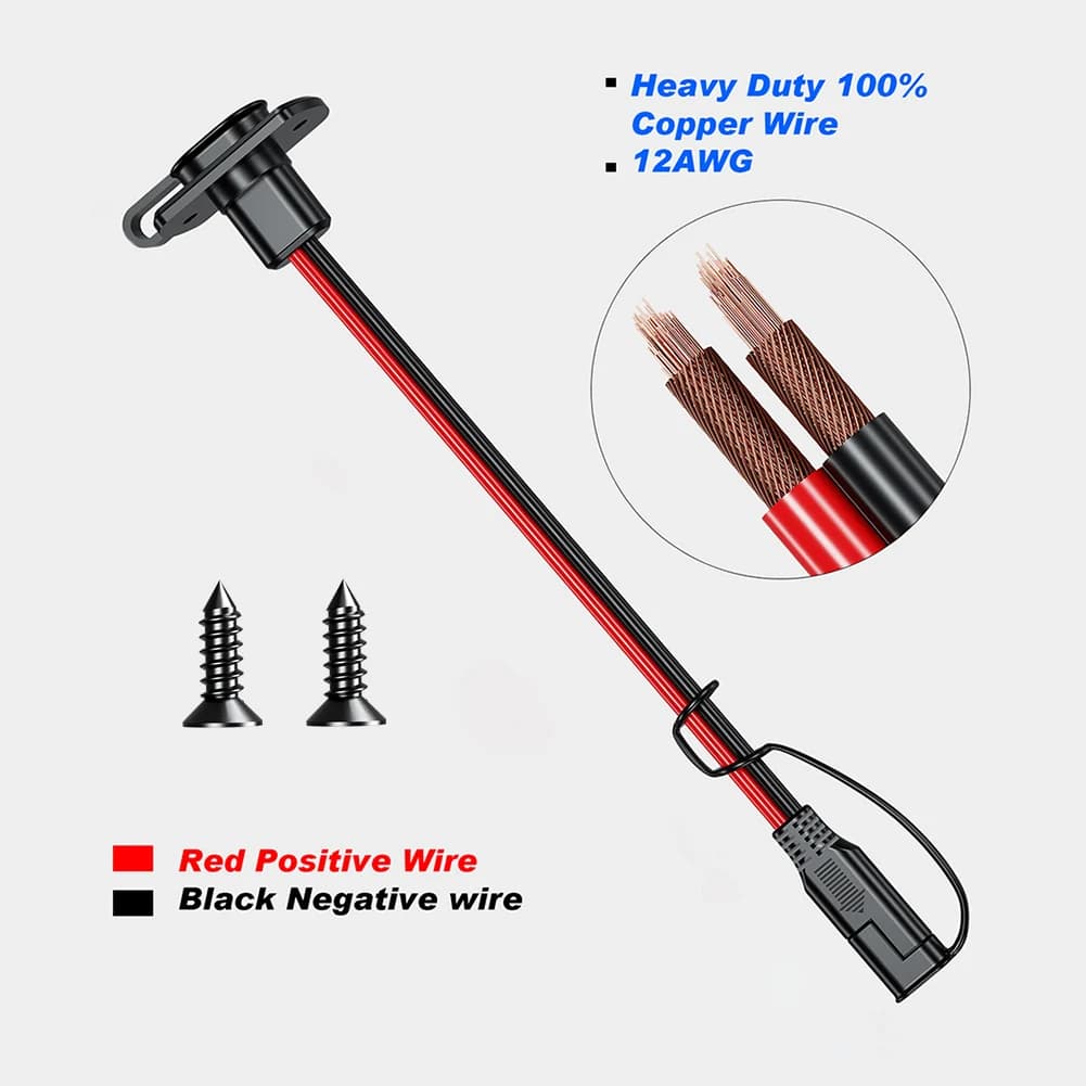12AWG 30CM SAE Connettore rapido Cablaggio Cavo di prolunga SAE antipolvere Cavo solare fotovoltaico per moto per caricabatterie da pannello solare