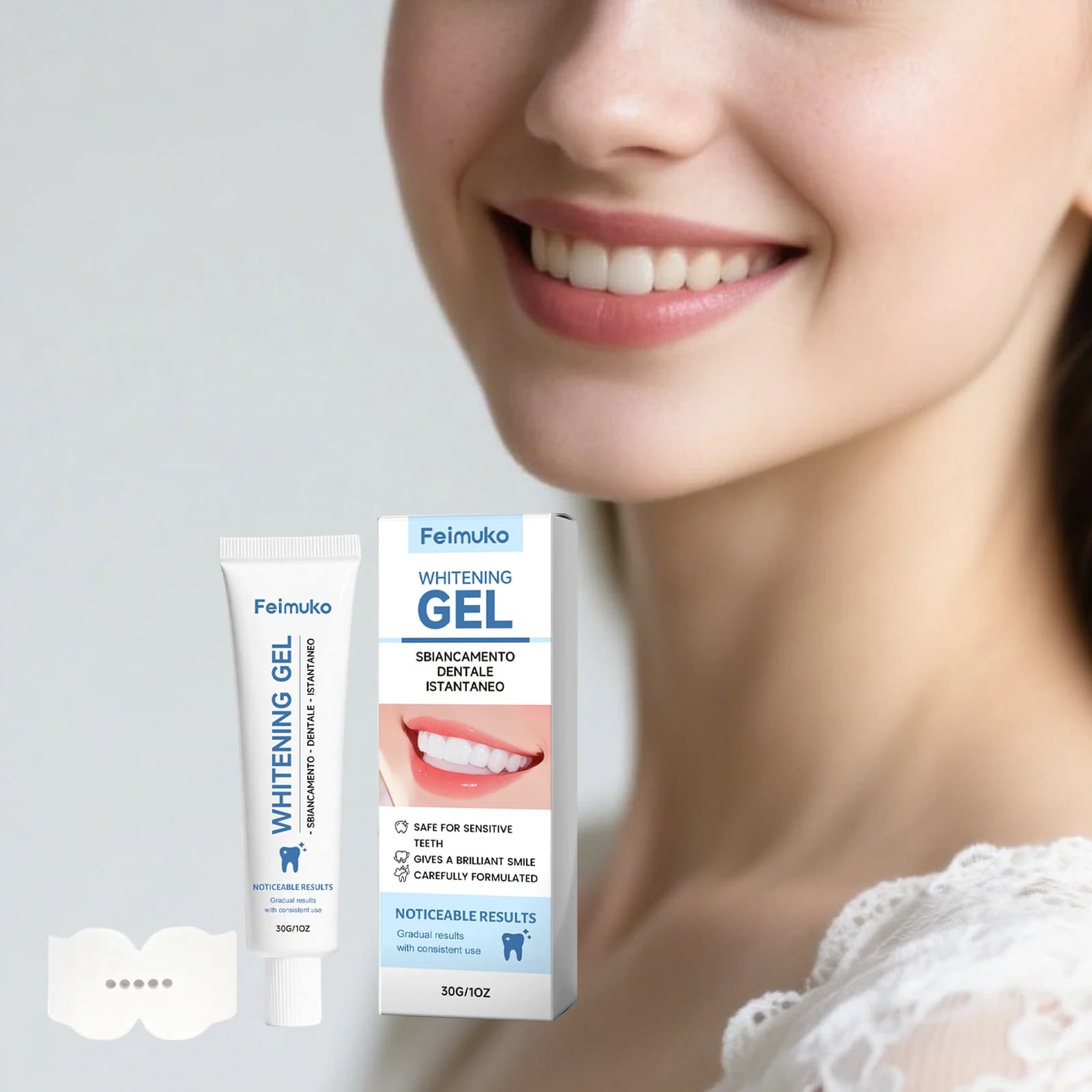 Gel Sbiancante per Denti, Cura Delicata, Rinfresca l'Alito, Pulizia Superficiale dei Denti
