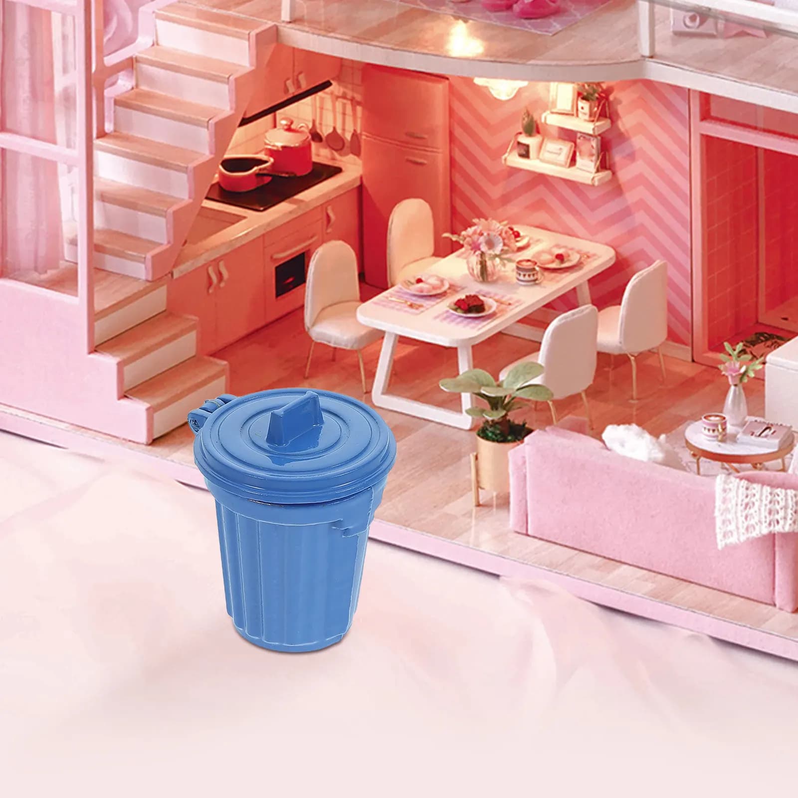 Miniature Trash Bin 1:12 Scale Realistic Tiny Recycling Bin Dollhouse Decoration Mini Garden Accessories Miniature Scene