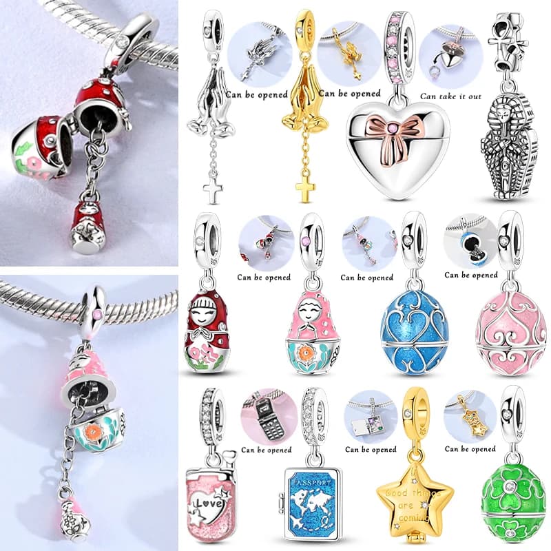 Ciondolo Charm in Argento Sterling 925 2026, con Motivo a Pois e Stella Portafortuna, Compatibile con Braccialetti Originali, Gioiello Fai-da-Te per Donna, Idea Regalo