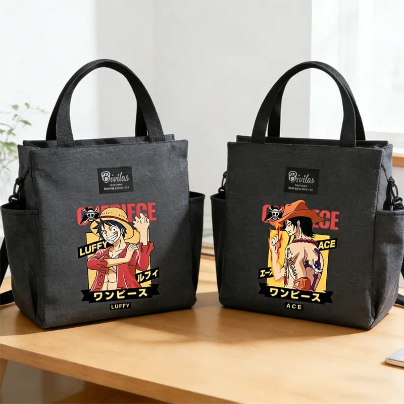 Borsa Termica Portatile One Piece con Stampa di Luffy, Contenitore Isolato per Pranzo e Bevande, Borsa Frigo per Picnic, Scatola Termica per Alimenti