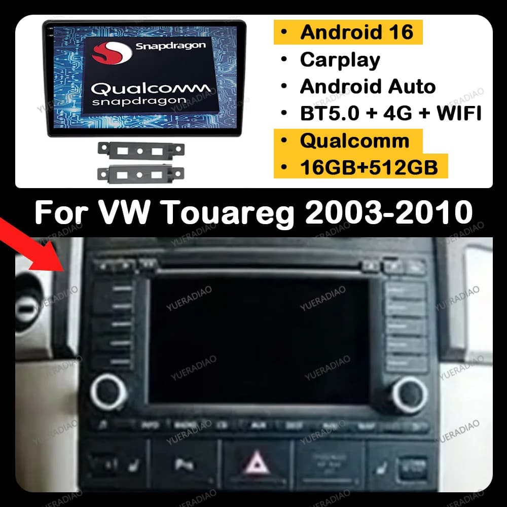 Android 15 Autoradio Per Volkswagen VW Touareg 2003 - 2010 Carplay Auto Lettore Video Multimediale NAVI GPS 4G WIFI 2K Schermo QLED
