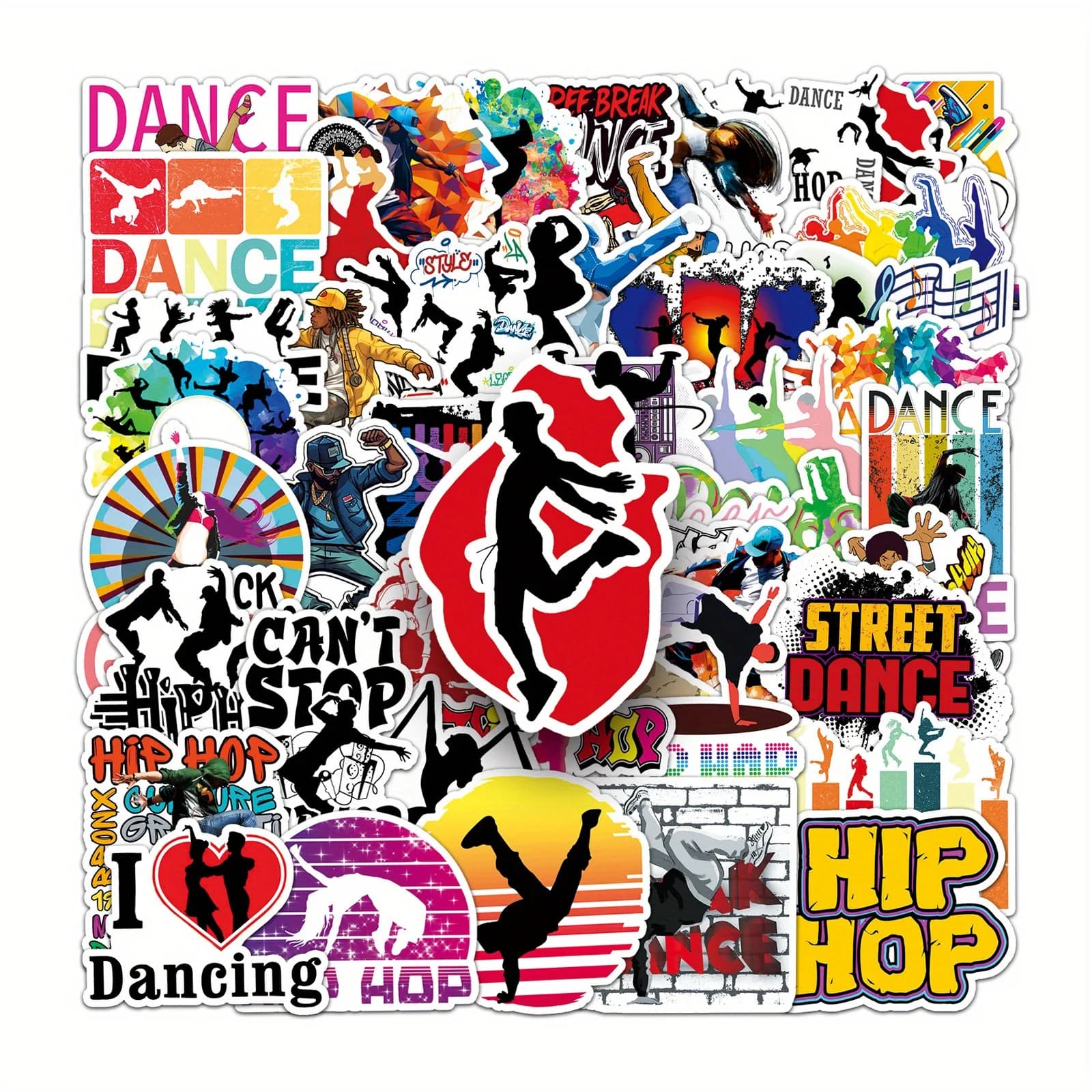 50 Pezzi Adesivi Creativi per Danza e Graffiti, Decorativi per Valigie, Bottiglie d'Acqua, Quaderni, Skateboard, Autoadesivi