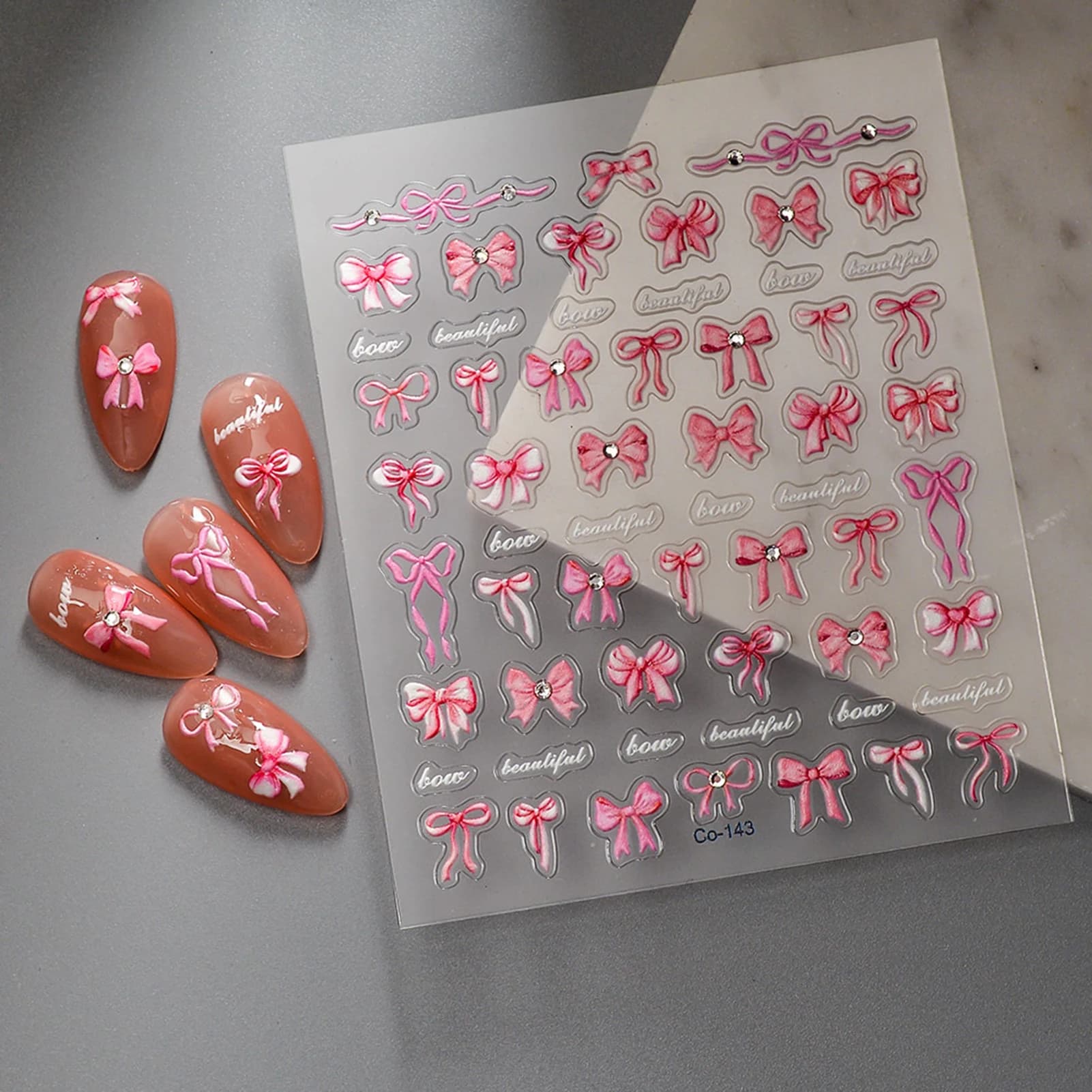 Adesivi per Unghie con Fiocchi, Decorazioni 3D Autoadesive per Nail Art, Accessori per Decorazioni Unghie
