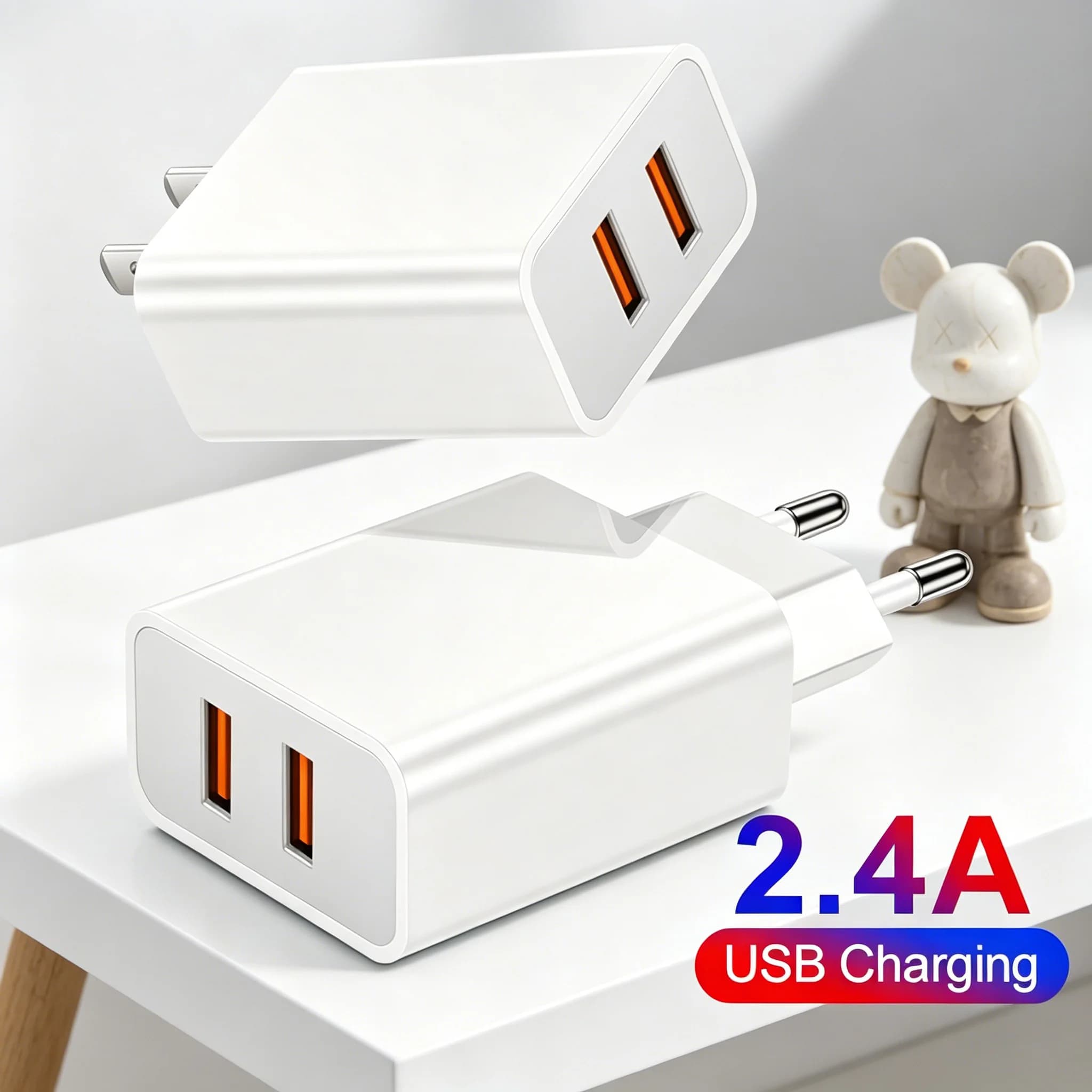 Caricatore da muro con doppia porta USB QC3.0, ricarica rapida USB, adattatore di alimentazione portatile a ricarica rapida per Samsung, Xiaomi, Huawei