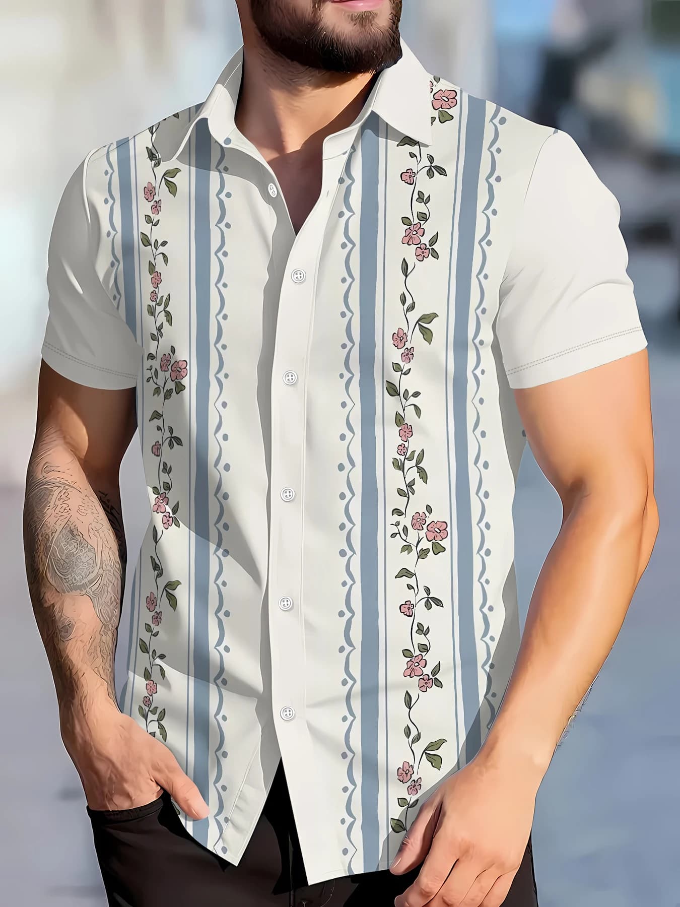 Camicia Estiva da Uomo 2026 Nuovo Stile a Maniche Corte con Stampa 3D - Moda Casual da Strada Comoda e Morbida