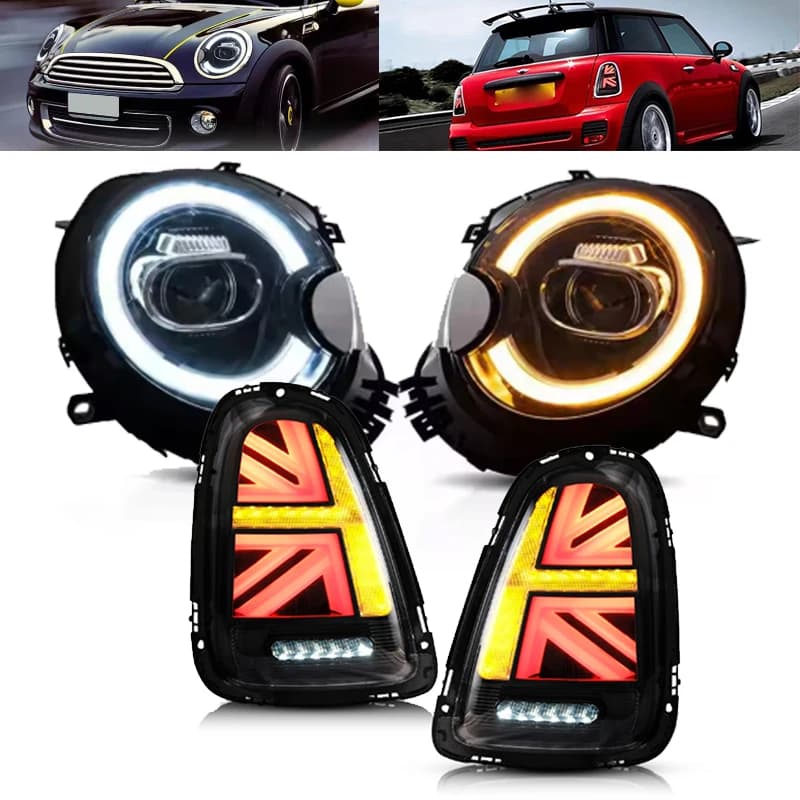 1 paio di fari a LED per BMW MINI R56 R57 R58 2007-2013 Plug and Play con obiettivo per proiettore Luce DRL a fascio alto e basso