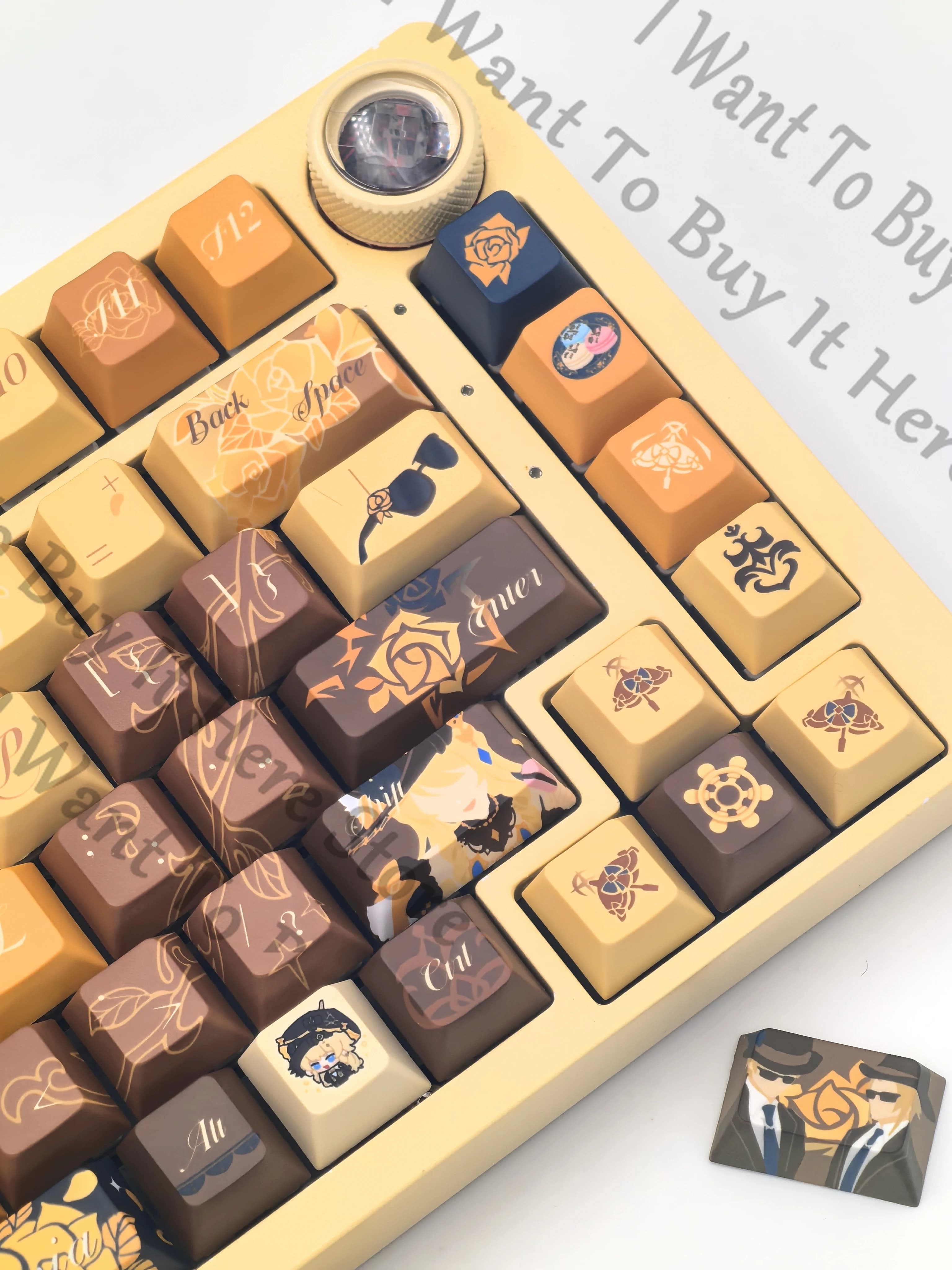 Anime Genshin Impact Navia Cosplay Cartoon Keycap Ornament Mechanical Keyboard Cap Halloween Accessory Mascot Collection Gift
