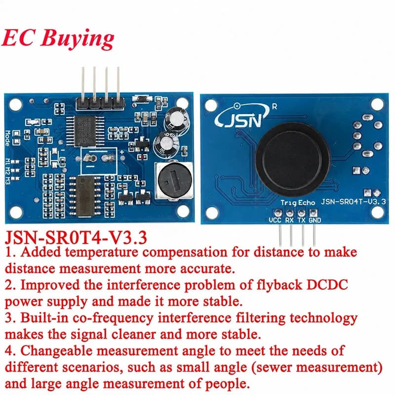 Modulo ad ultrasuoni impermeabile JSN-SR04T 3.0 JSN SR04T 3.3 Sensore trasduttore di misurazione della distanza integrato a prova di acqua per Arduino