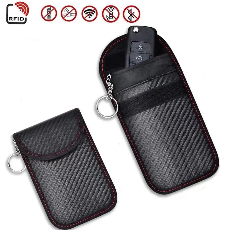 Scatola di schermatura del segnale chiave dell'auto Gabbia Faraday Pacchetto telecomando Pacchetto di schermatura Rfid senza chiave Accessori per auto Catena per borsa chiave