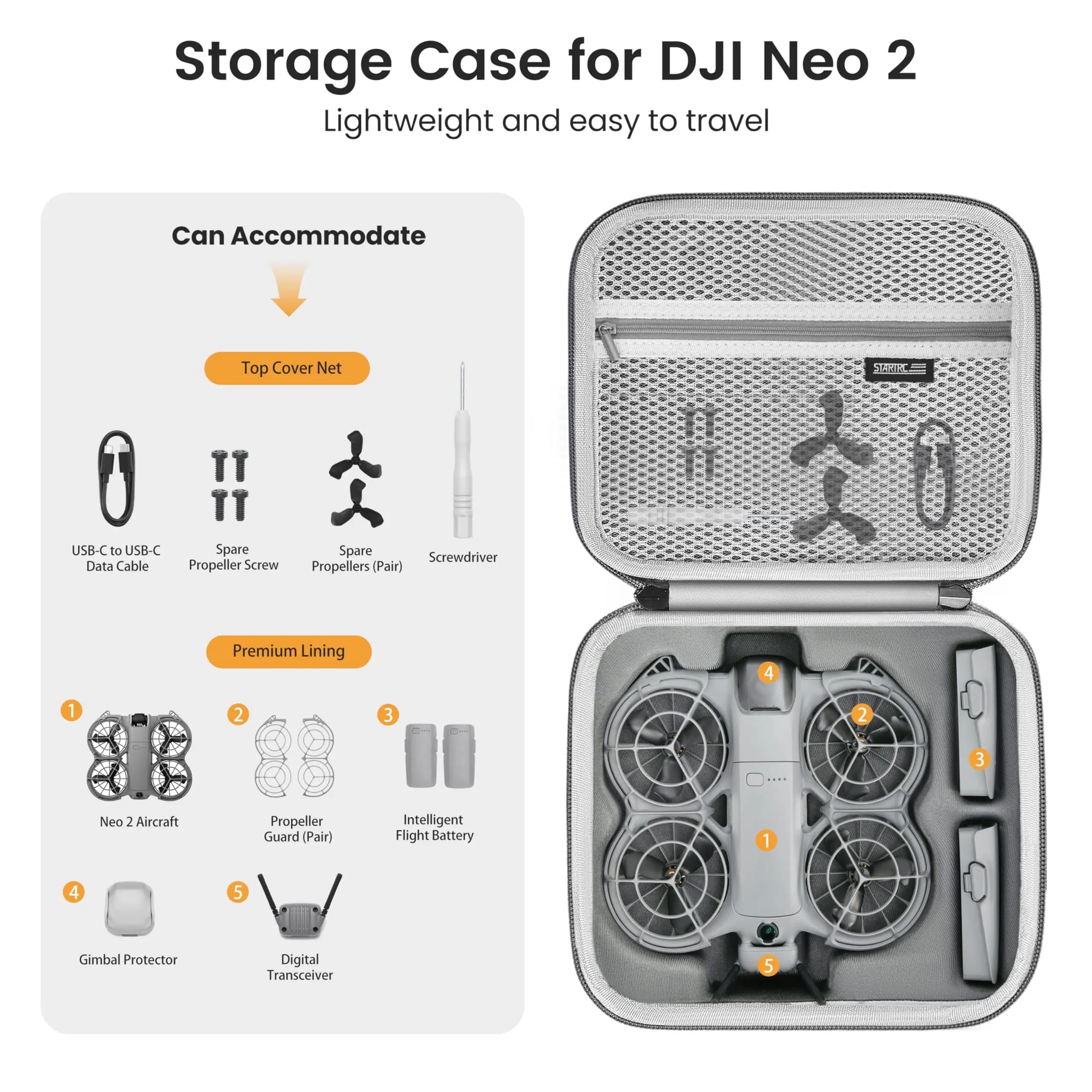 Borsa a Tracolla Portatile in PU Neo 2 per Drone DJI Neo 2 e Accessori Batteria, Custodia Antiurto
