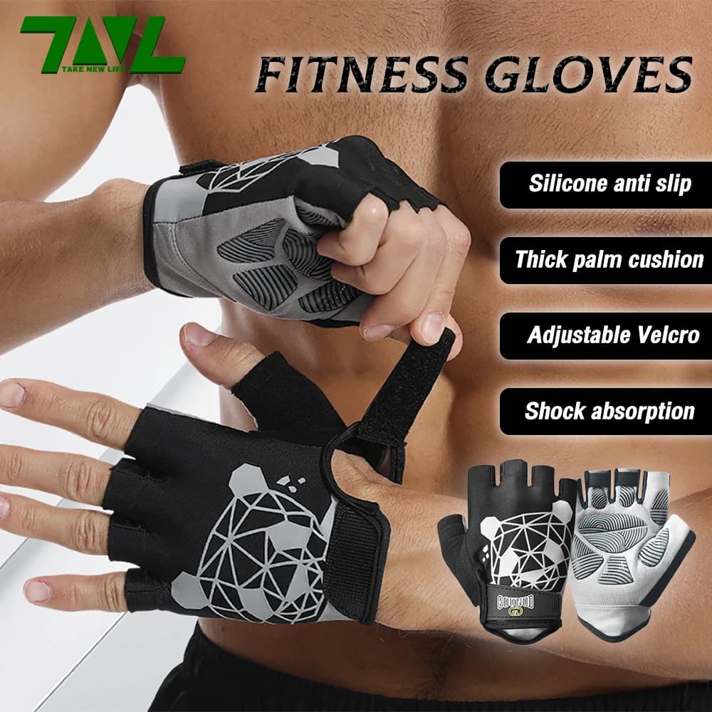Professional Fitness Gloves Sports and Cycling Gloves Half-tip Absorbing Unisex Shots Prevents Palm Abrasions