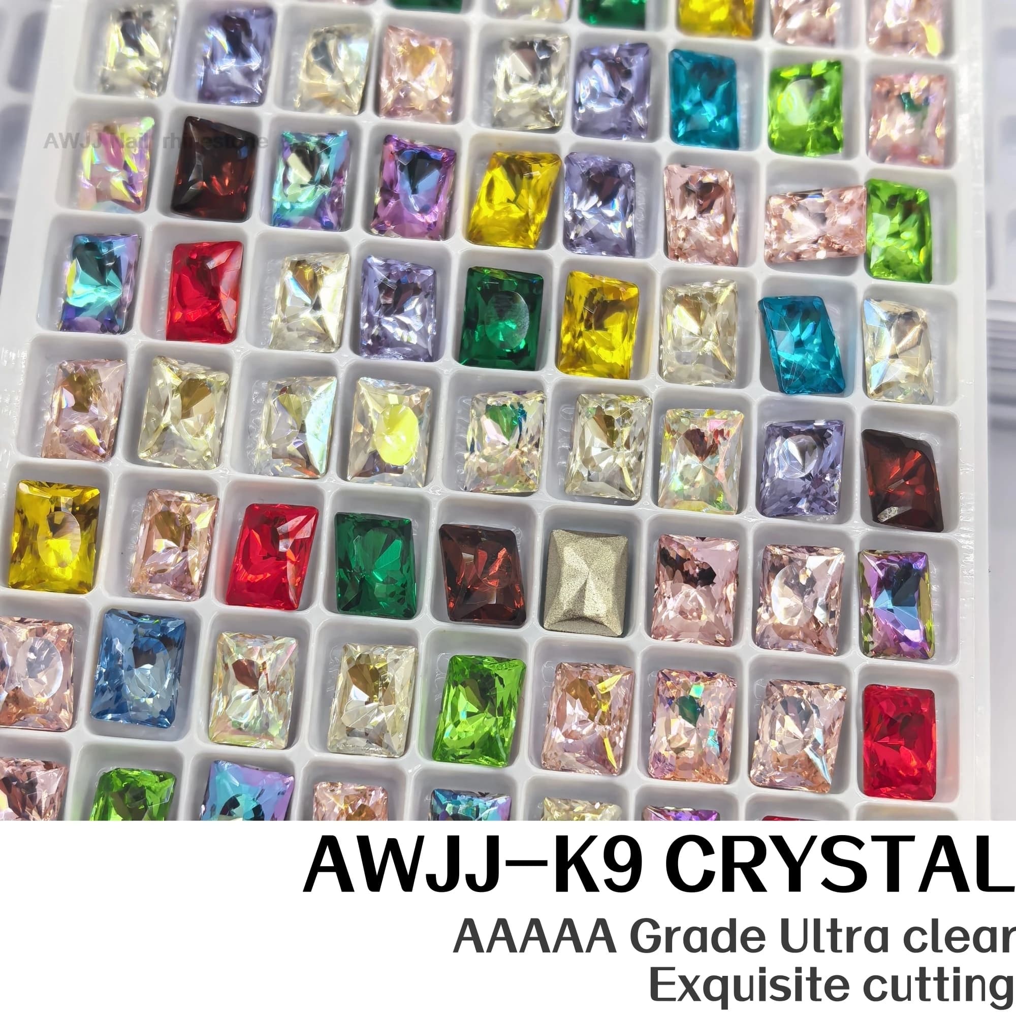 Confezione di Cristalli K9 6*8mm Taglio Radiant Rettangolare con Fondo Appuntito, Strass Luccicanti per Nail Art, Abbigliamento e Creazione di Gioielli