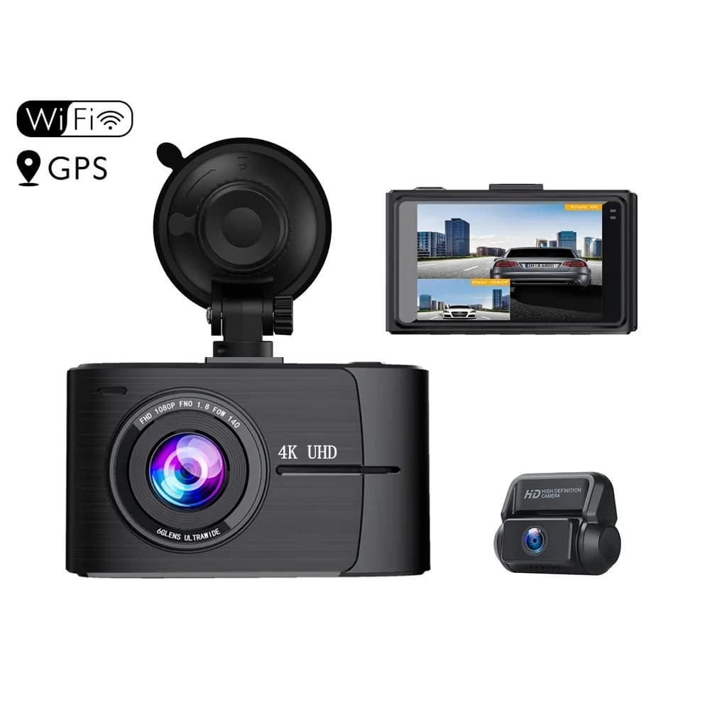 Nuovo 4K Dual Dashcam Car Black Box Specchietto retrovisore Visione notturna Gps Wireless Backup Car DVR Videoregistratore Telecamera con schermo