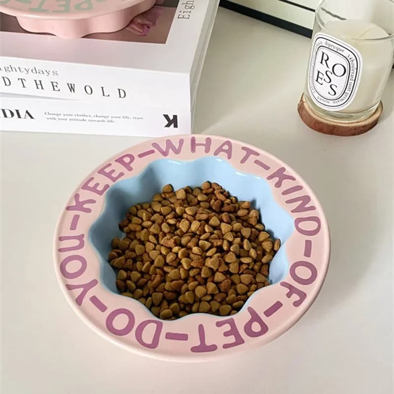 Ciotola per cibo per gatti rialzata extra larga, ciotole per animali domestici rialzate Alimentatore per gatti anti-vomito Baffo Ciotole per alimentazione per gatti in ceramica per cani antistress
